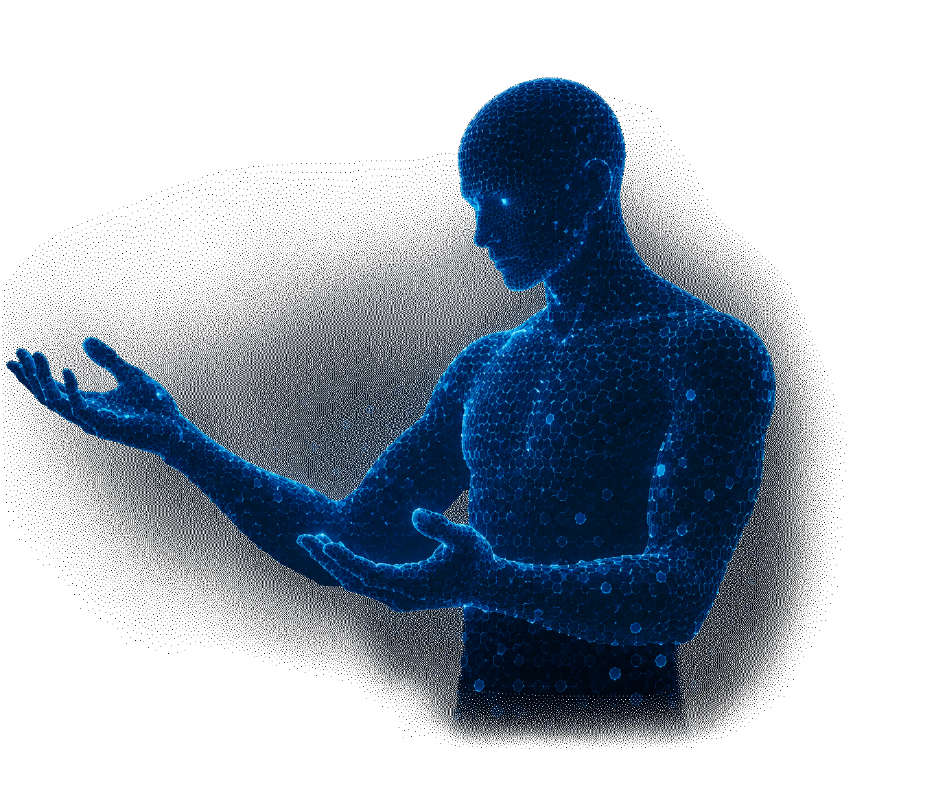 Human hologram representing a complete AI backend